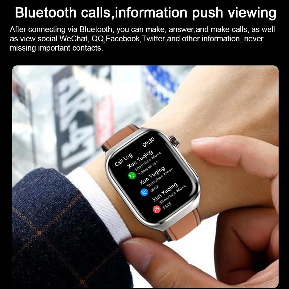 ECG+PPG Bluetooth call AMOLED full touch screen smart watch men's women watch sport heart rate fitness waterproof 2.04"368*448 3