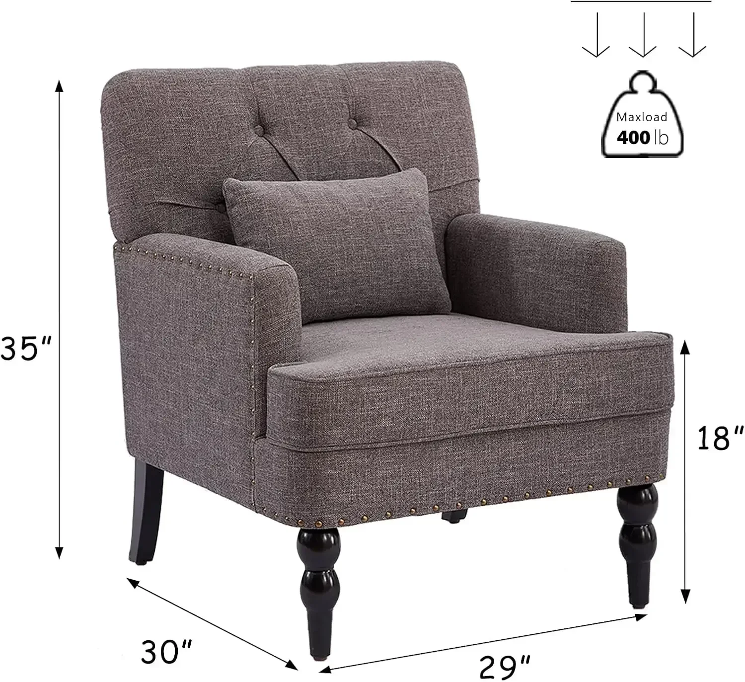 2 – Upholstered Accent Chairs with Lumbar Pillow 2