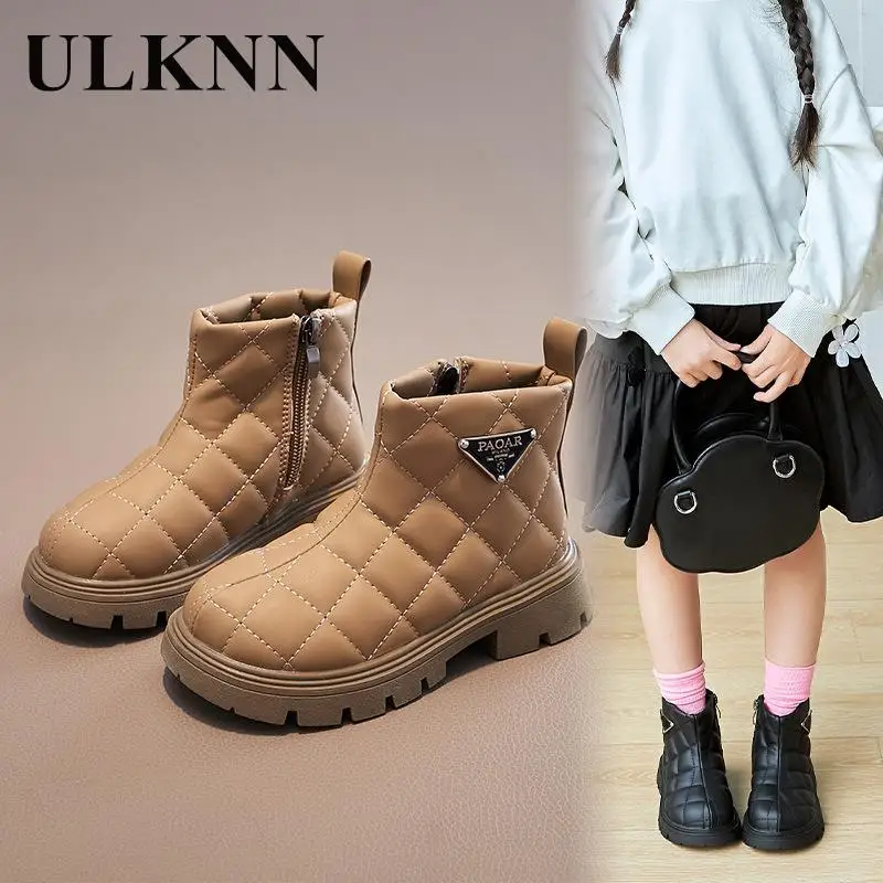 Children Cotton Shoes Khaki Leisure Antiskid Shoes Black Girls Fashion Boots Baby Boy Antiskid Female Soft Bottom Short Boots