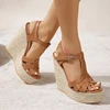Women Wedge Shoes 2024 New Summer Fashion Pearl Decoration Toe Open Toe Platform Heels Comfortable Casual Slope Sandals 15cm 1