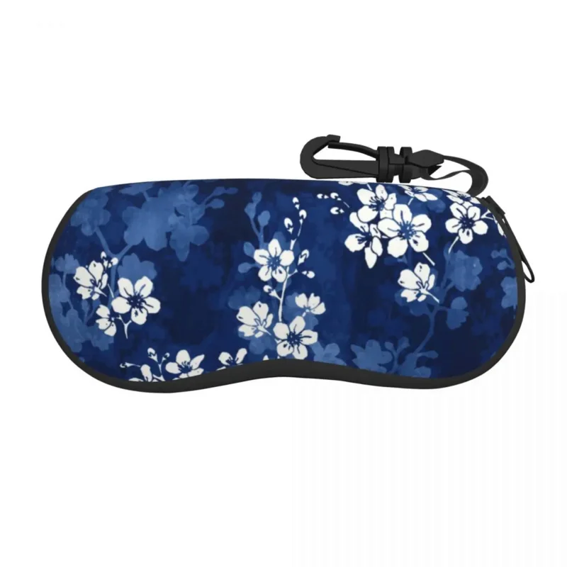 

Sakura Blossom In Deep Blue Shell Eyeglasses Protector Cases Cool Sunglass Case Pattern Cherry Japanese Flowers Glasses Pouch