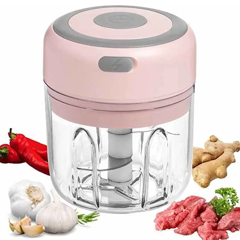 250Ml 3 Blades Electric Mini Cooking Machine Garlic Masher Household Food Supplement Wireless Beater For Ginger Chili Meat