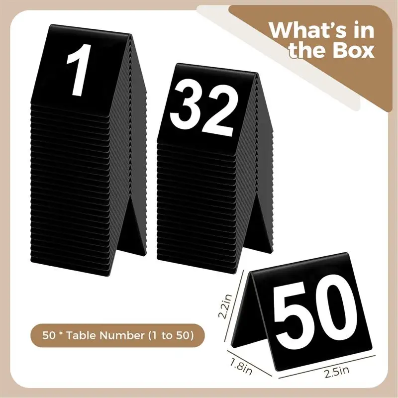 Wedding Table Numbers 1 To 50 V-Shaped Black For Banquets Parties Business Events