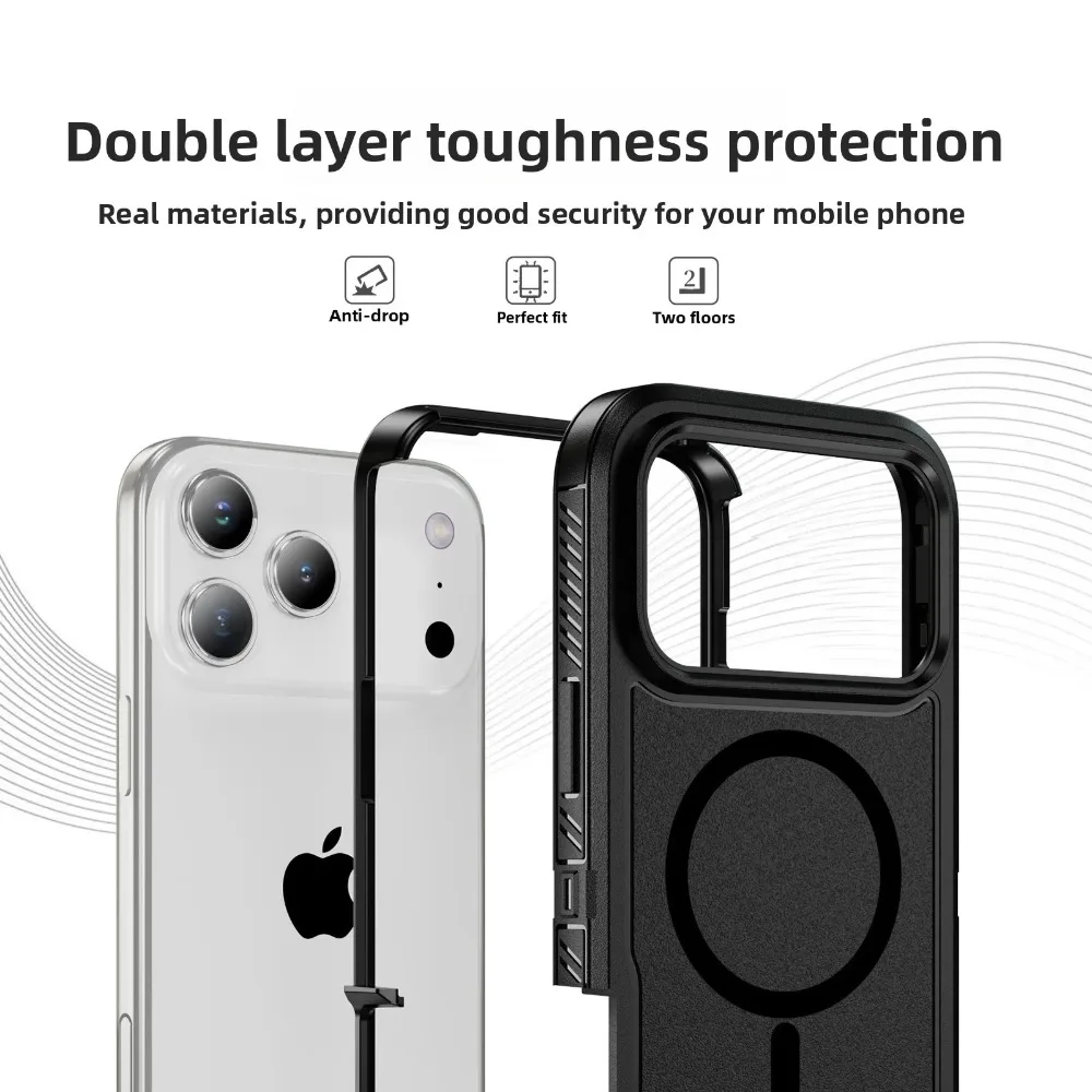 Military-Grade Anti-Slip Armor Case with MagSafe Charging Protection