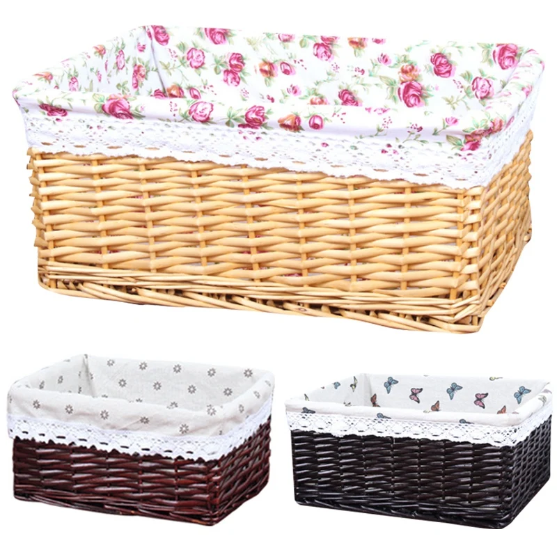 

Hot Handmade Rattan Storage Basket Household Items Snack Fruit Debris Clothing Finishing Willow Storage Basket