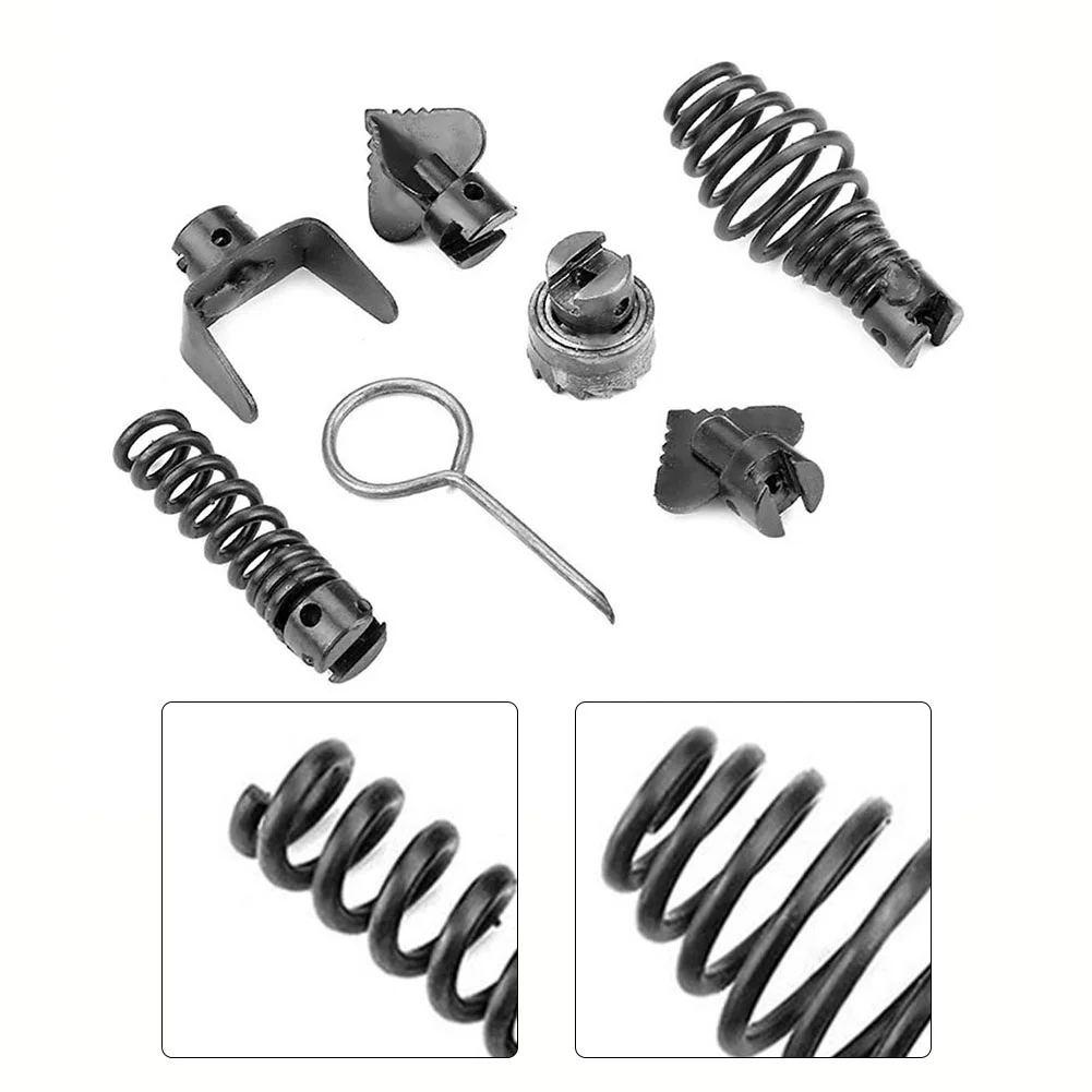 

7Pcs Drain Cleaner Cutter Set 16mm Dredging Tools Black Manganese Steel Combination Spring Cutter Head For Dredging Machine