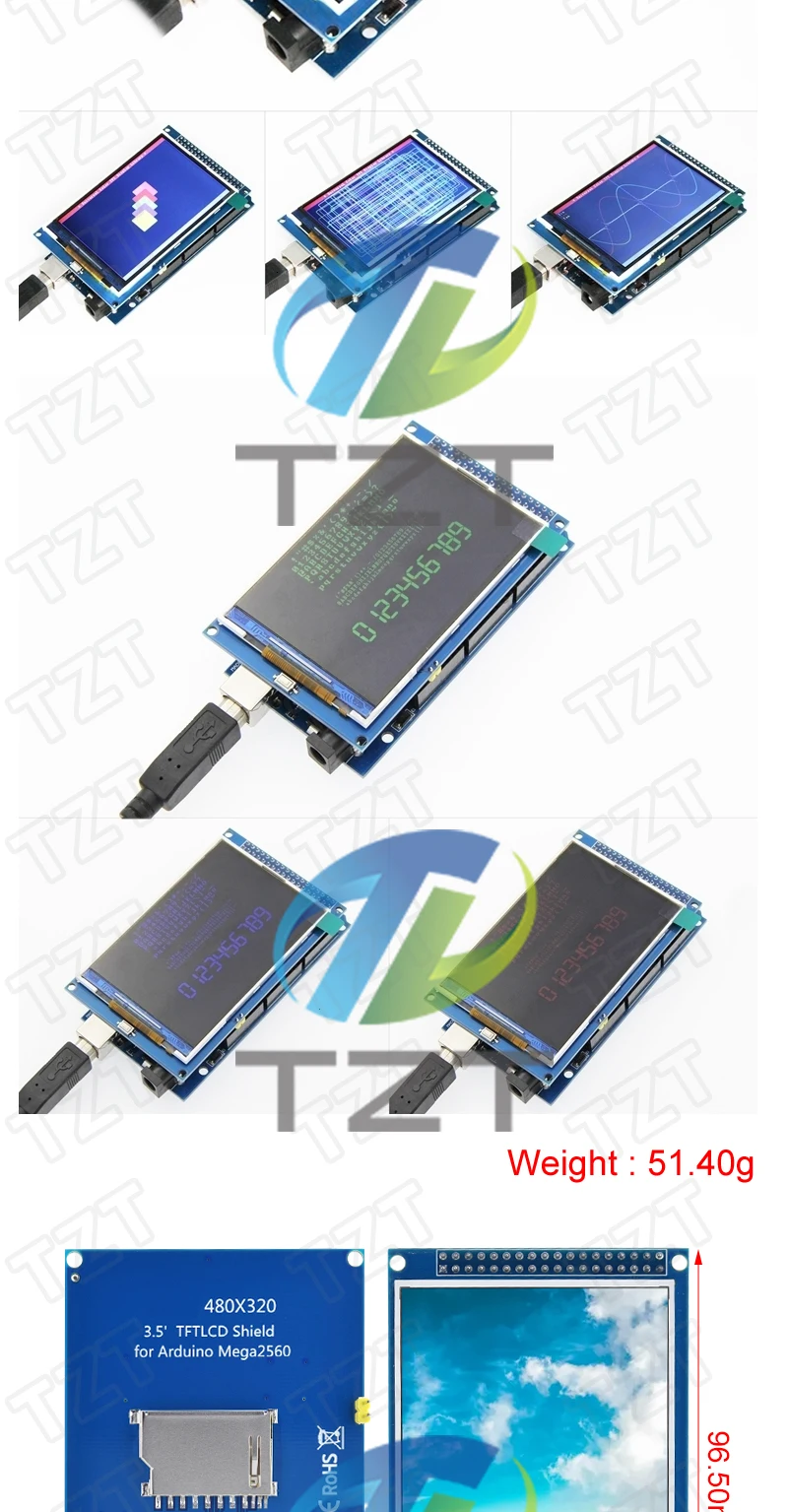 TFT-Display 0,96/1,3/1,44/1,8/2,0/2,4/2,8/3,2/3,5 Zoll TFT-Vollfarbbildschirm LCD-Modul ILI9341 Treiberschnittstelle SPI für Arduino – Detail 29