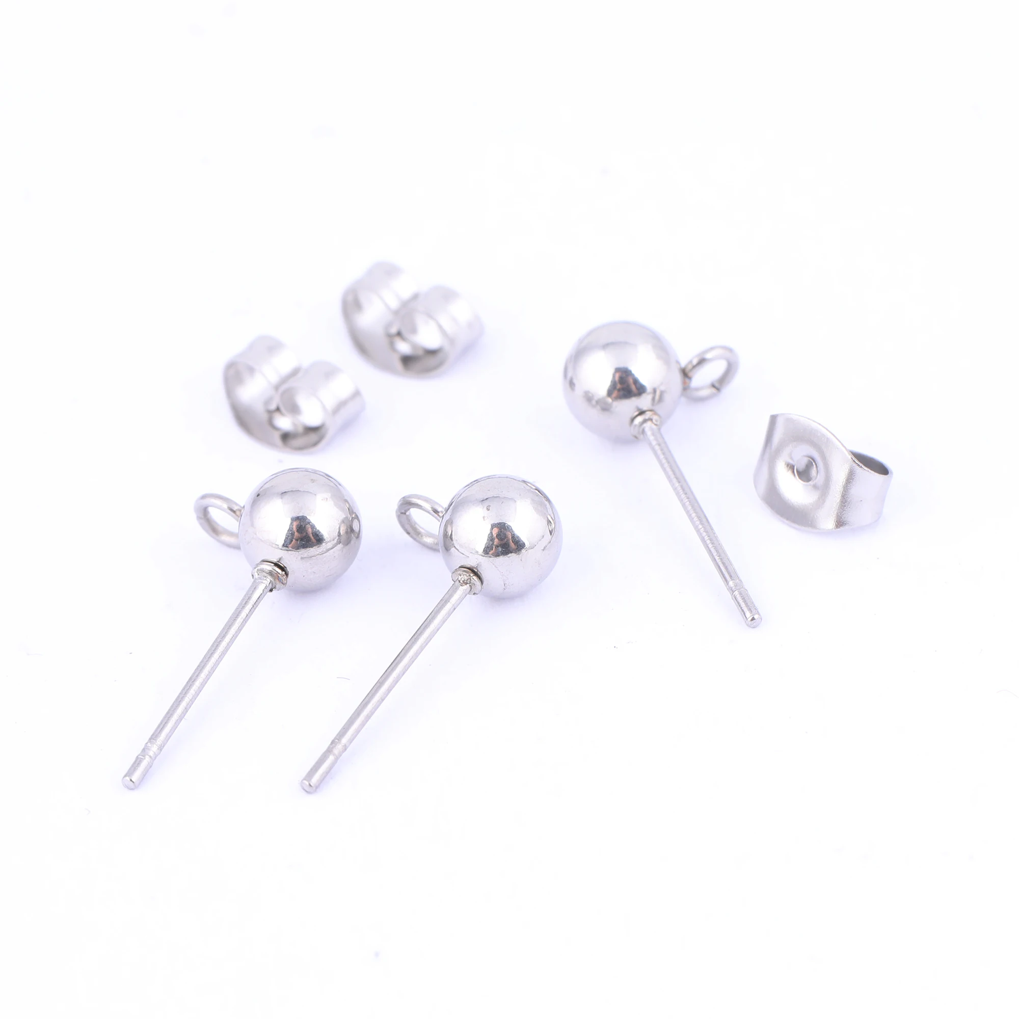 볼 포스트 귀걸이 커넥터 결과 스테인레스 스틸 로즈 골드 도금, 귀 스토퍼 백 Diy 쥬얼리 제작, 5mm 20 개