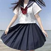 Japanese School Uniform Girl Jk Suit Sexy Spring and Autumn Red Tie White Three Basic Sailor Uniform Women Long Sleeve Suit 4