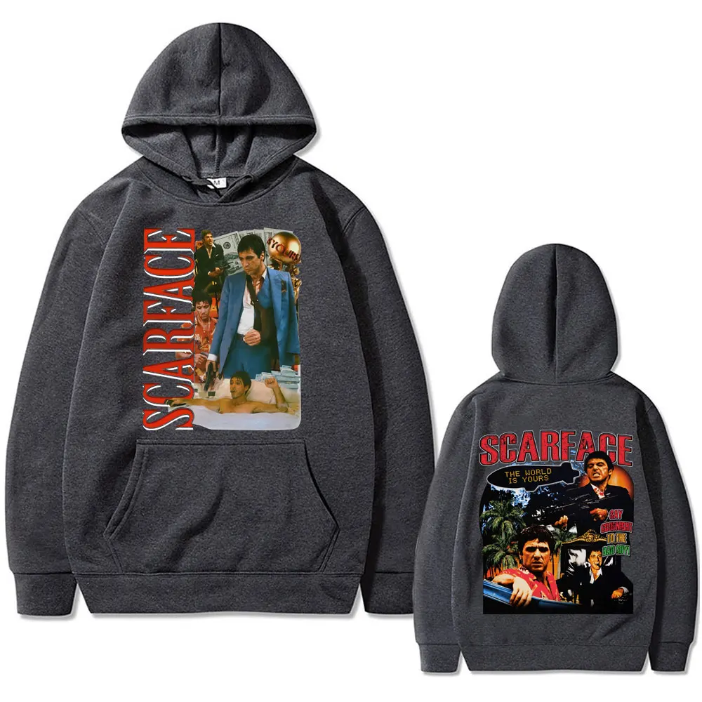 Classic Vintage Movie Scarface Al Pacino As Tony Montana Hoodie Men Casual Oversized Sweatshirt Male Hip Hop Punk Rock Hoodies