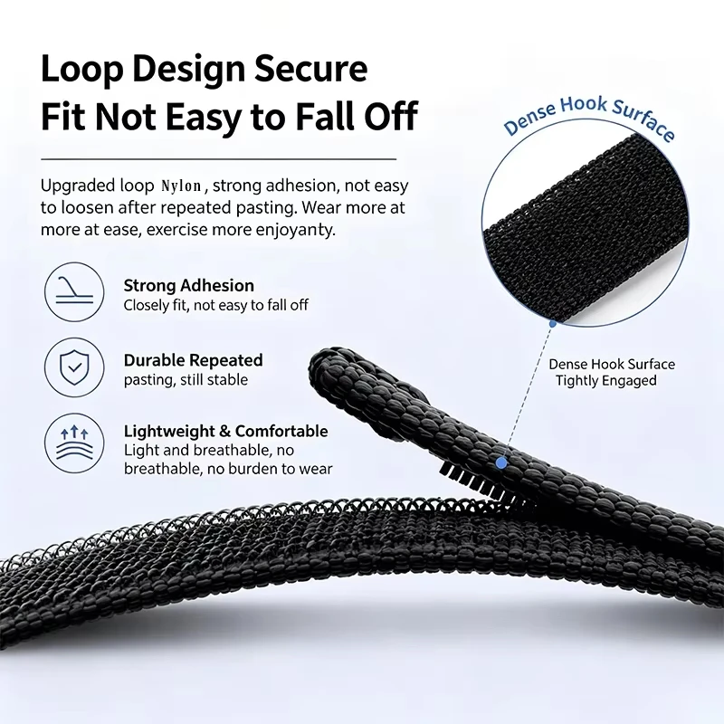 Enhanced Nylon Loop Strap for Smartwatch - Breathable Sport Band Bracelet