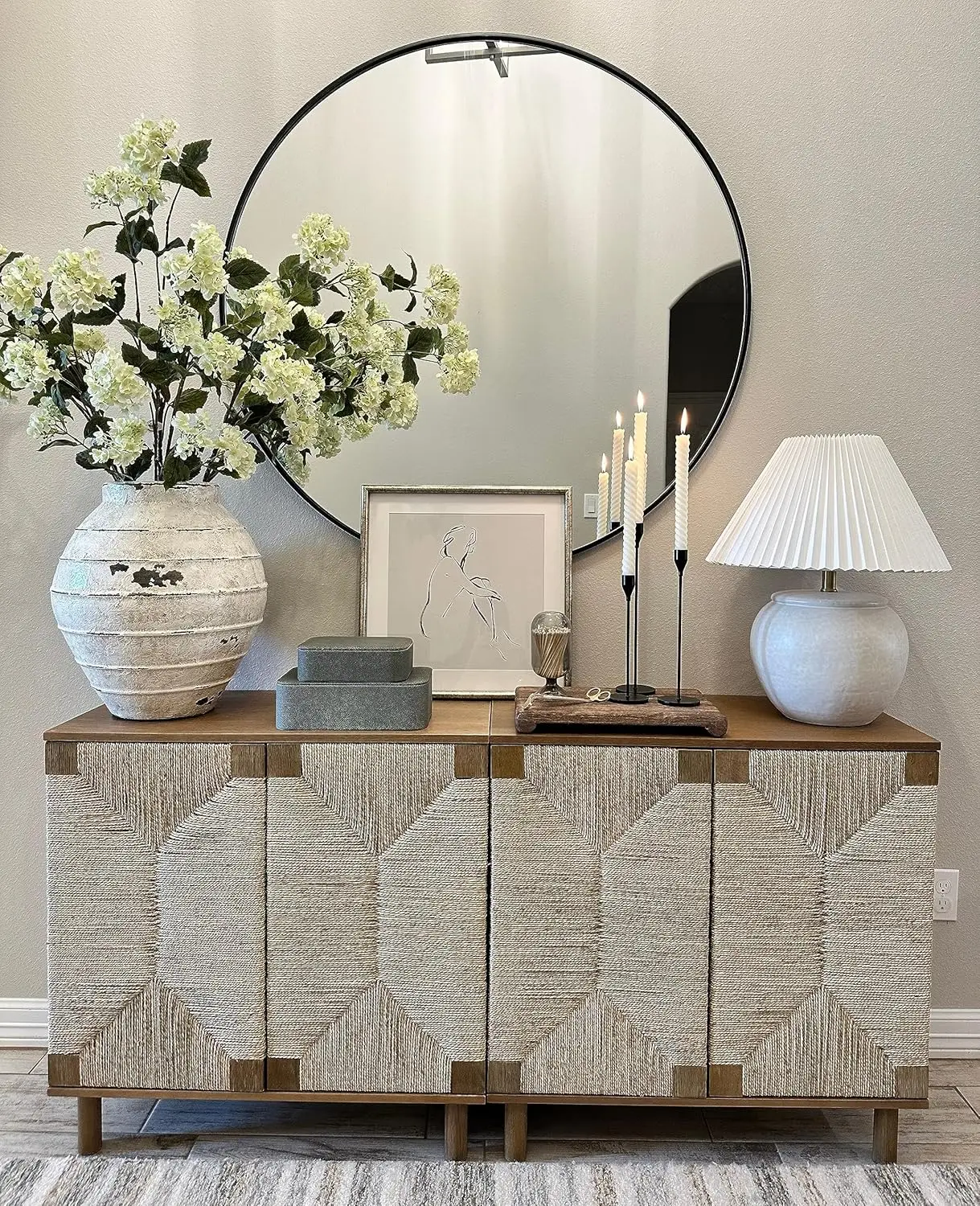 Accent Storage Boho Modern Free Buffet Sideboard Cabinet for Hallway Entryway Dining Living Room Set of 2 TV Stand Beacon