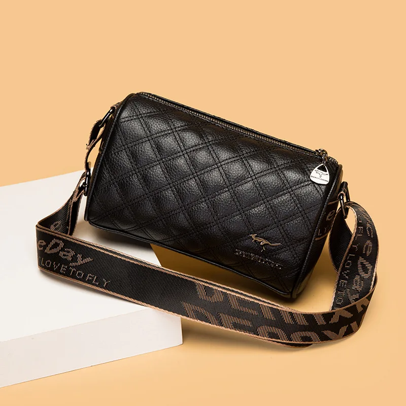 

Сумка кросс-боди Женская из воловьей кожи, саквояж на ремне с вышивкой, круглая сумочка-мешок большой вместимости с широким ремнем на плечо