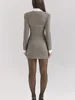 Tossy Ladies Contrast Mini Dress Workplace Commute Clothes Elegant Lapel High Waist Patchwork Cardigan Dress Female Spring Dress 3