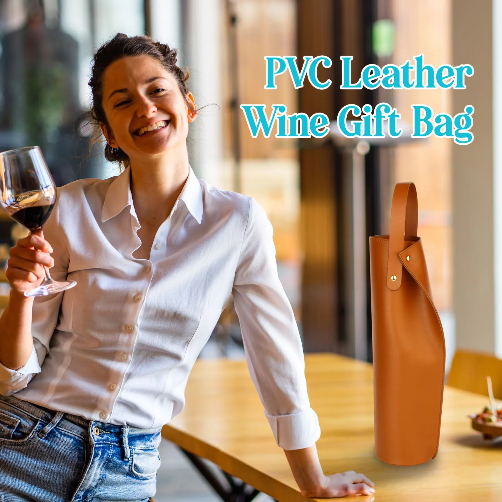 Reusable PVC Leather Wine Tote Bag, Double-Layered Wine Carrier with Handle, Luxury Gif... - SKU LWTB2216 - UGI Packaging