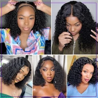 Perruque sans colle, bouclée crépue, avec dentelle frontale, en cheveux humains, prête à porter, effet mouillé et ondulé, perruque Water Wave en cheveux humains pour femmes 6