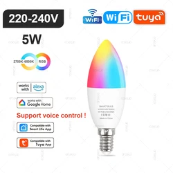 Smart LED Dimmable RGB Light Bulb with Multi-Platform Integration - 1Pcs Bulb (WiFi E14 220-240V)