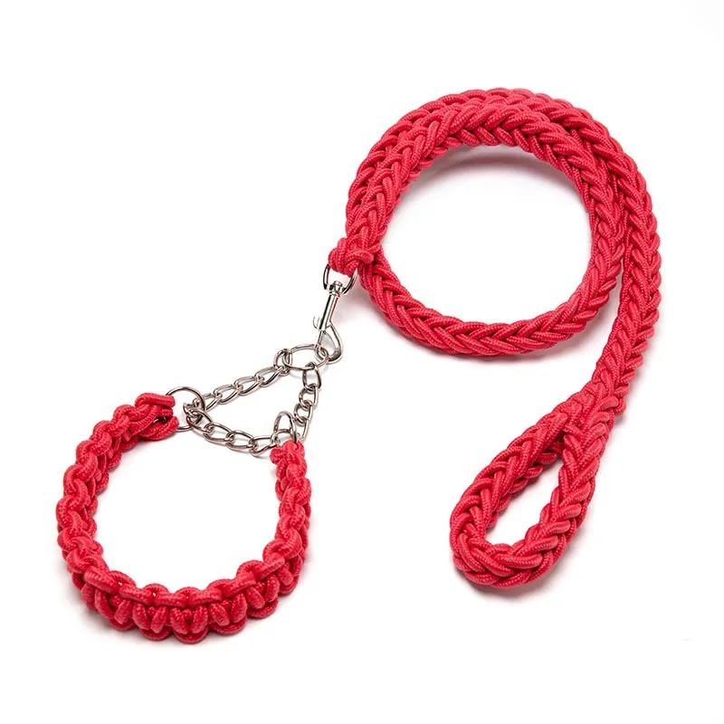 Braided Dog Collar Dog Leash Anti-impact P Chain Pet Leash Eight-strand Nylon dog leash dog collar pet collar