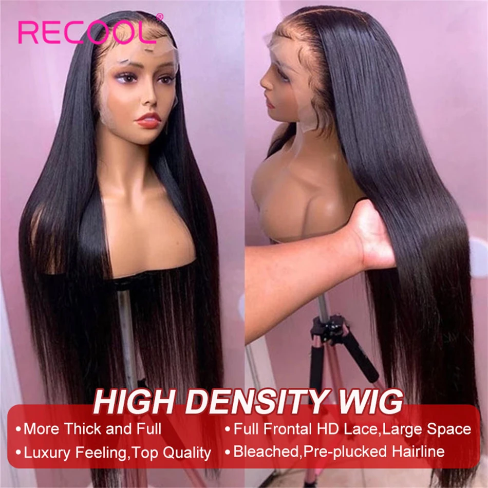 Recool Ready To Go Straight Lace Wig 6&times;5 13&times;4 13&times;6 Lace Front Human Hair Wig Preplucked 200 250 Density HD Frontal