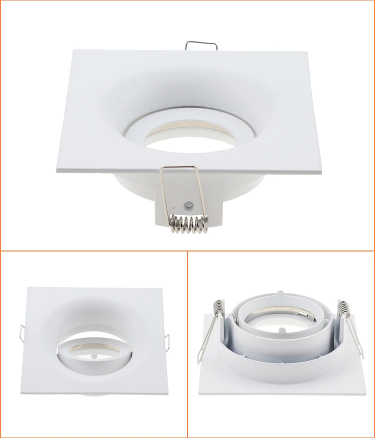 컷 아웃 90mm 블랙 화이트 조정 가능한 LED 스포트 라이트 프레임 홀더 GU10 MR16 개조 키트, 라운드 스퀘어 Led 다운 라이트 고정 장치 피팅
