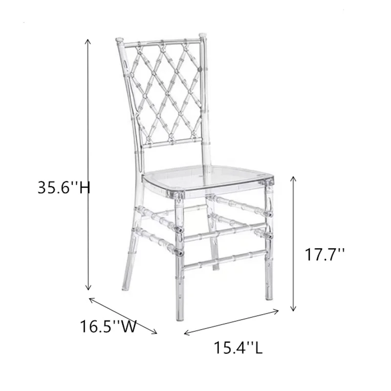 China 100 Pcs Acrylic Transparent Crown Detachable Tiffany Chavari Chair for Outdoor Wedding Moment Party Gathering Hotel