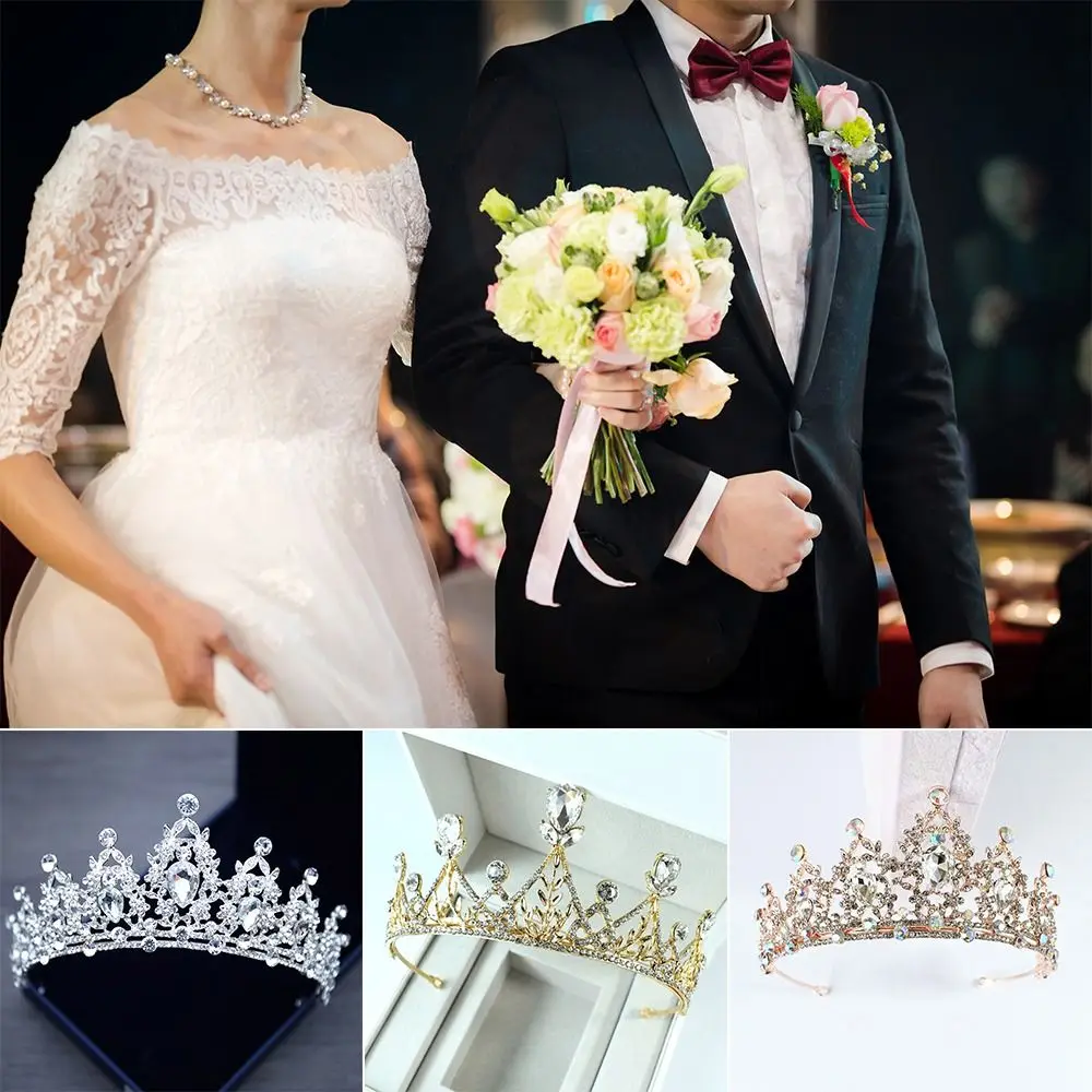 

Bridal Hair Accessories Bride Headbands Silver Tiara Crown Princess Rhinestone Crown with Combs Crystal Headband