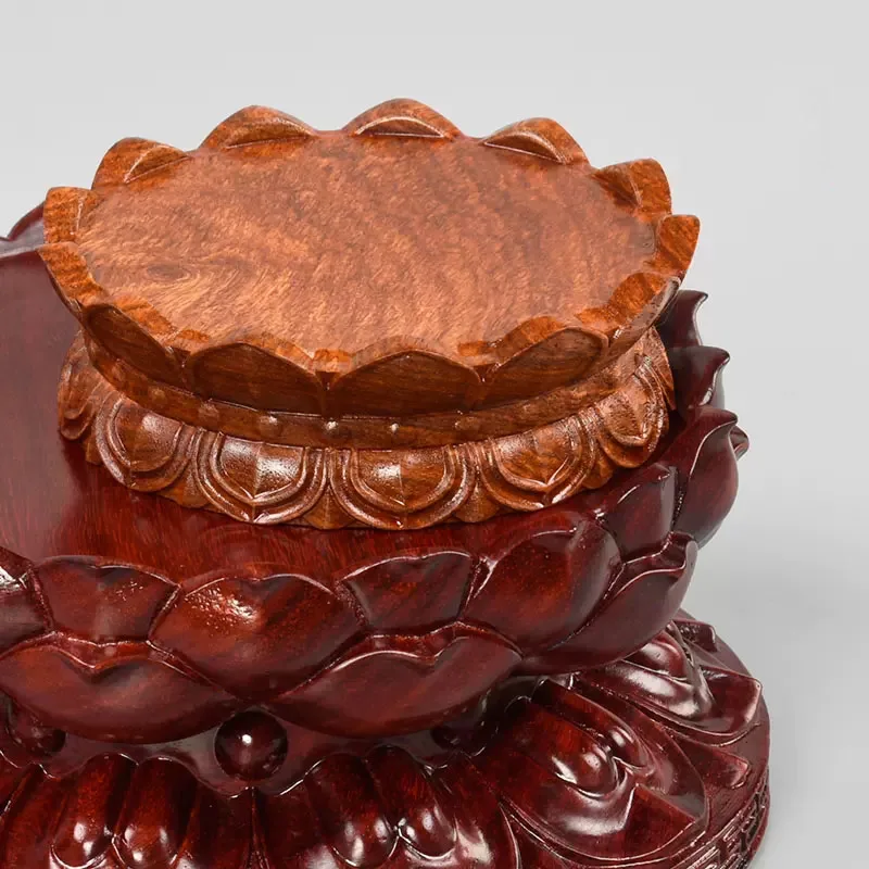 Red Pear Buddha Statue, Guanyin Bodhisattva, Lotus Stand, Circular Wooden Ornament, Incense Stove, Wooden Carved Base