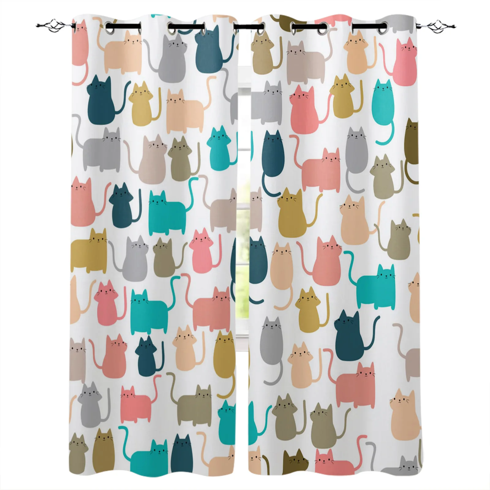 

Затемняющие шторы Kawaii с изображением кота, животных, мультфильмов, оконные шторы для спальни, гостиной, декоративные оконные шторы