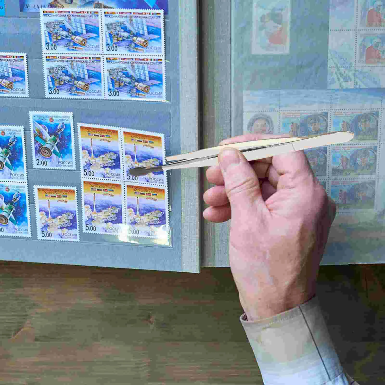 Rubber Coated Tweezers Craft Sticker Industrial Hand Tools Jewelry Rubber Tipped Flat Tip Stainless Steel 15 Pcs for tweezer tool
