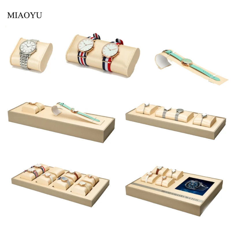 

Светильник-Желтый Матовый кожаный браслет для часов, органайзер для ювелирных изделий, стойка для хранения, роскошный держатель для часов из ПУ кожи, реквизит