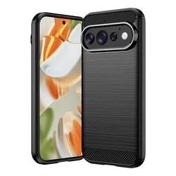 Carbon Fiber Shockproof Silicone Bumper Phone Case Cover for Pixel 11 Pro XL (Black)