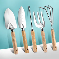 5 Pçs/set Bonsai Ao Ar Livre Pá Pá de Jardim Ferramenta de Jardim Espátula Mão Trabalho Kit de Ferramentas de Mão com Punho De Madeira para Os Homens As Mulheres Capina