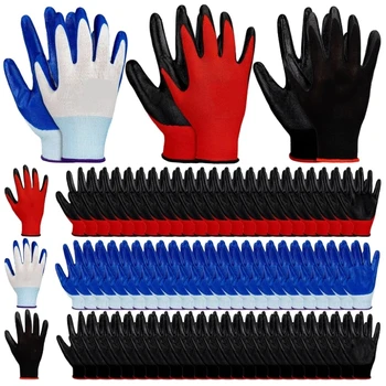 20PCS PU Coated Safety Work Gloves Non-Slip Seamless Knit Work Gloves for Men Gardening Construction Repair Yard Outdoor Gloves