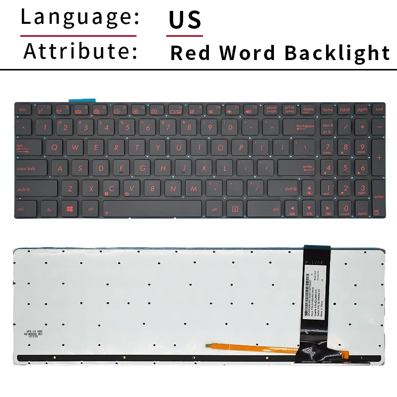 Teclado do Portátil do Russo dos E.u. Luminoso para Asus N550jv U500 Q550l N56v N76v N550 j x jv jk G550j N750 j jv g N56dp N56vz N56vm - Imagem 2