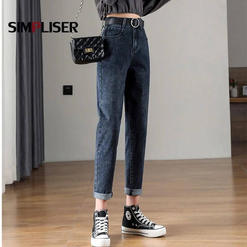 

Fashion Women Jeans Pants High Waisted Stretch Female Harem Pants 26-31 Ladies Mom Jeans Grey Blue Jean Boyfriend Femme