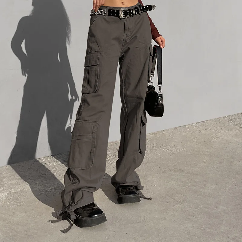 

2023 Autumn Straight Wide Leg Jeans Pants Women High Waist Loose Vintage Baggy Jeans Pockets Cargo Casual Trousers Female 28725