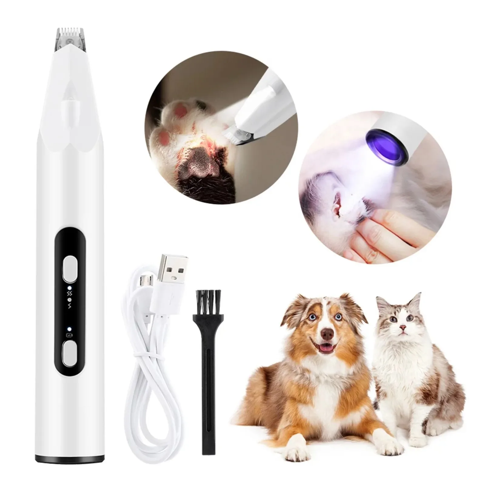 30ml Usb Rechargeable Shaver Cat Ringworm Light Led Light Three-In-One Pet Electric Shaver Partial Hair Shaving