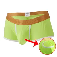 Men Boxer Lingerie Breathable Thin Ice Silk Underwear Sexy Bulge Front Open Penis Large Pouch Men Boxershorts Solid Male Panties 1