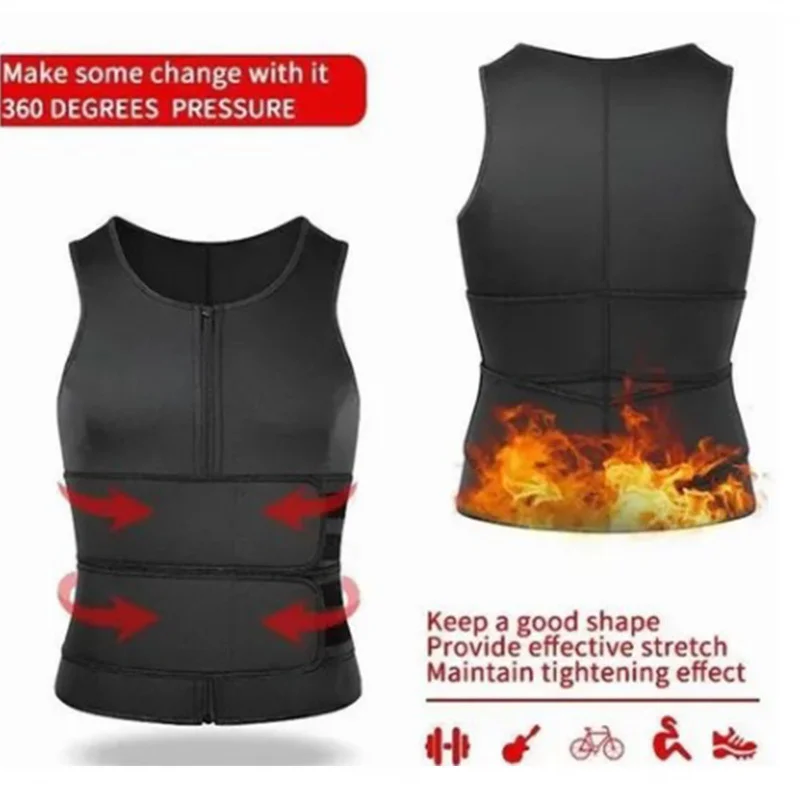 Men's Body Belt Gym Fitness Soft Breathable Double Strap Sweat Weight Loss Sauna Vest