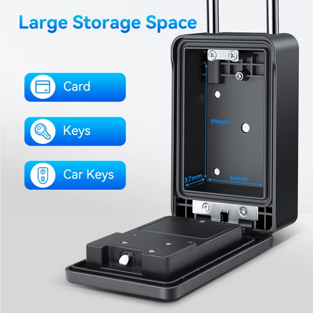 Camluxy Smart Key Box Fingerprint Safe Storage Lock Key 6 Digital Password Code Security Lockbox Combination Code IC Card Unlock 6