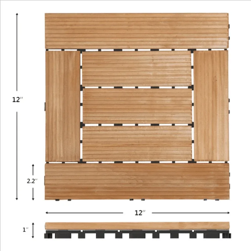 27pcs Wooden Floor Tiles for Outdoor & Indoor 12 x 12,Natural Wood