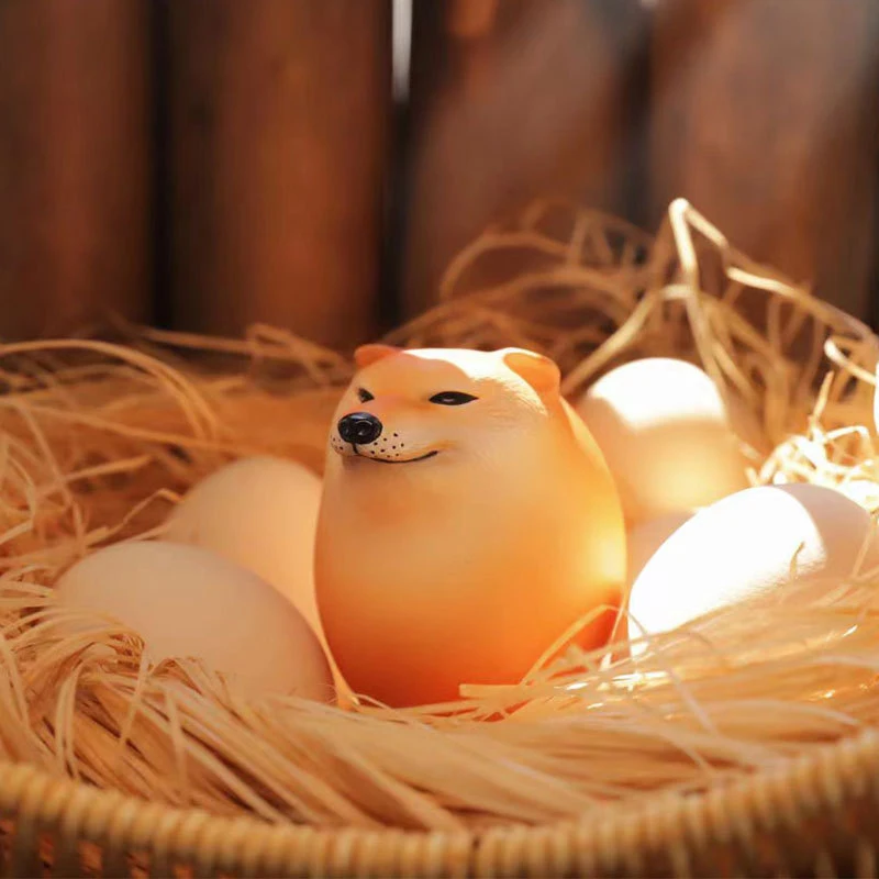 1Pcs Creative Shiba Inu Realistic Egg Shape PVC Desk Decor Dog & Egg Union Decorations For Home Offices Fun Christmas Gifts