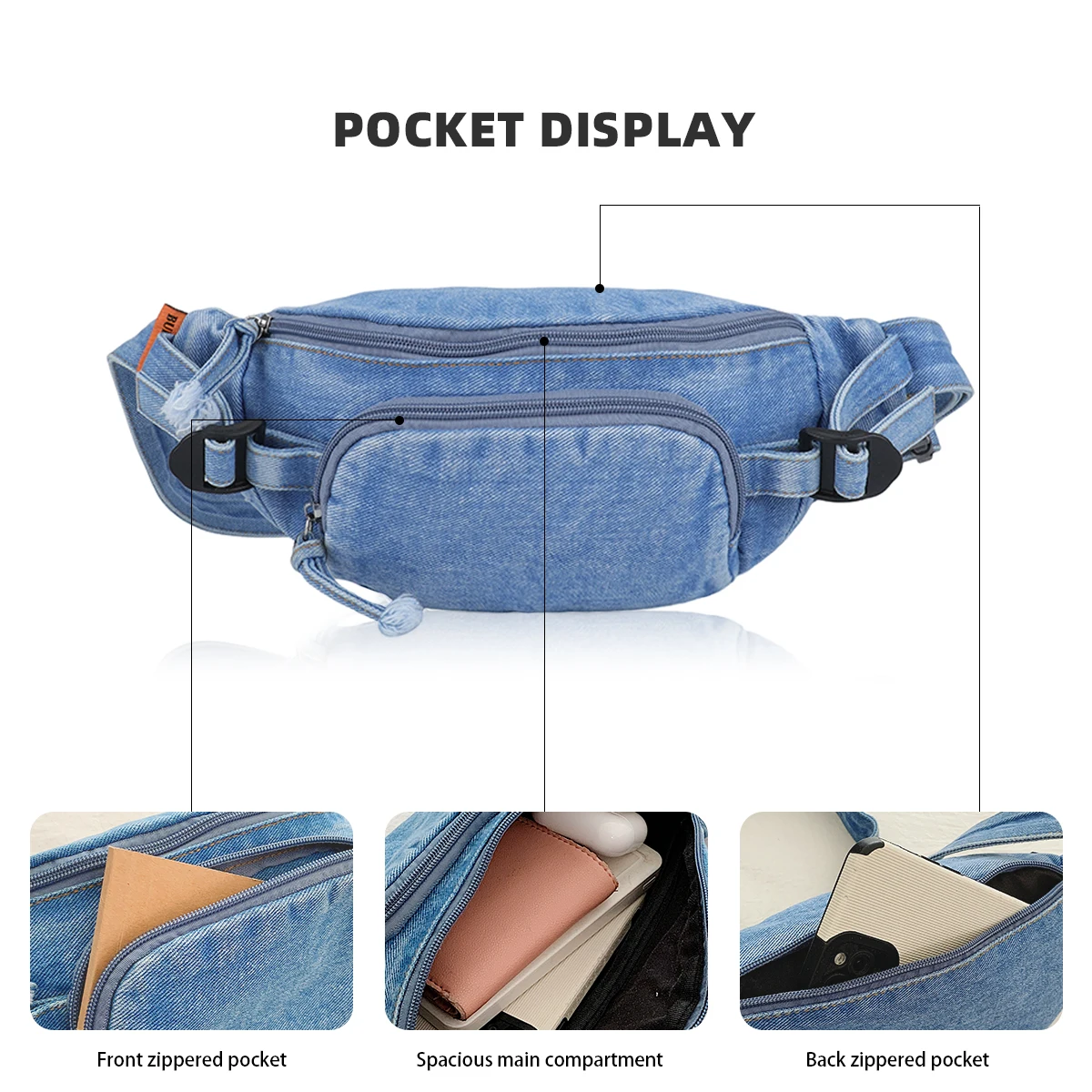 Japanese Style Denim Chest Bag for Women 2025 New Trendy Brand Niche Small Backpack Women's Waist Bag Casual Versatile Crossbody Bag Shopping Mountaineering Bag Climbing Fishing Shopping