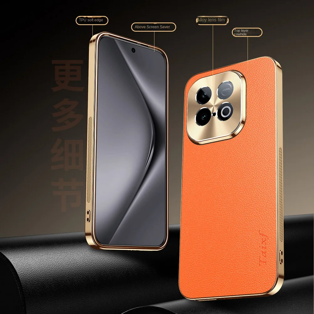 Lychee Texture Electroplated Frame Protective Case