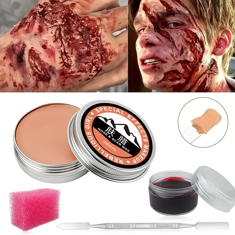 Makeup Wax Kit Makeup Kit Wax Scar Wax Set with Scraper for Halloween or Cosplay