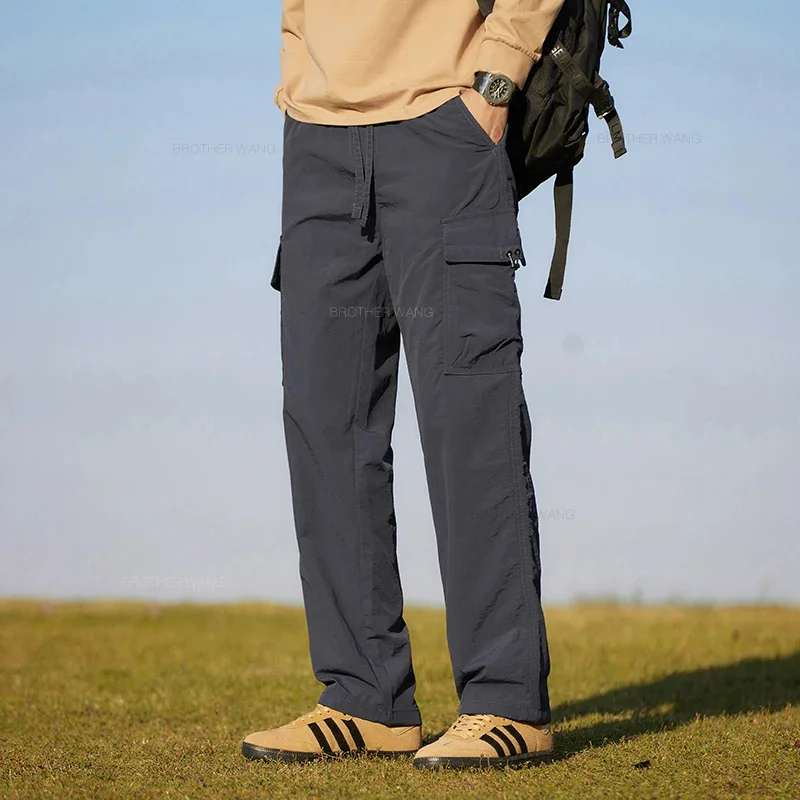 thumbnail image 1 of Pantalones casuales de secado rápido para exteriores de nuevo estilo de primavera de 2024 para hombre, rectos, transpirables, suaves, para senderismo, pantalones grises y verdes para hombre, 1 of 5