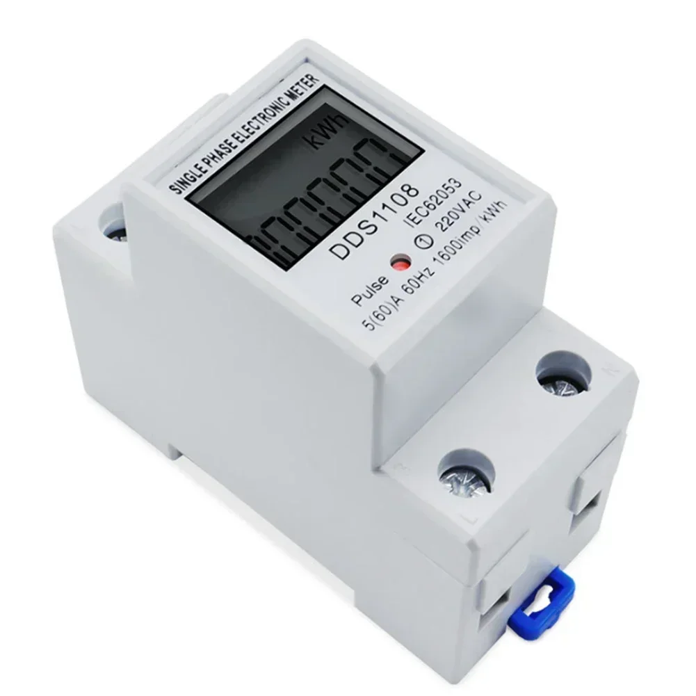 Durable LCD Single Phase Electric Energy Meter KWH AC Digital WattHour Meter 220V 60A Flame Retardant Material