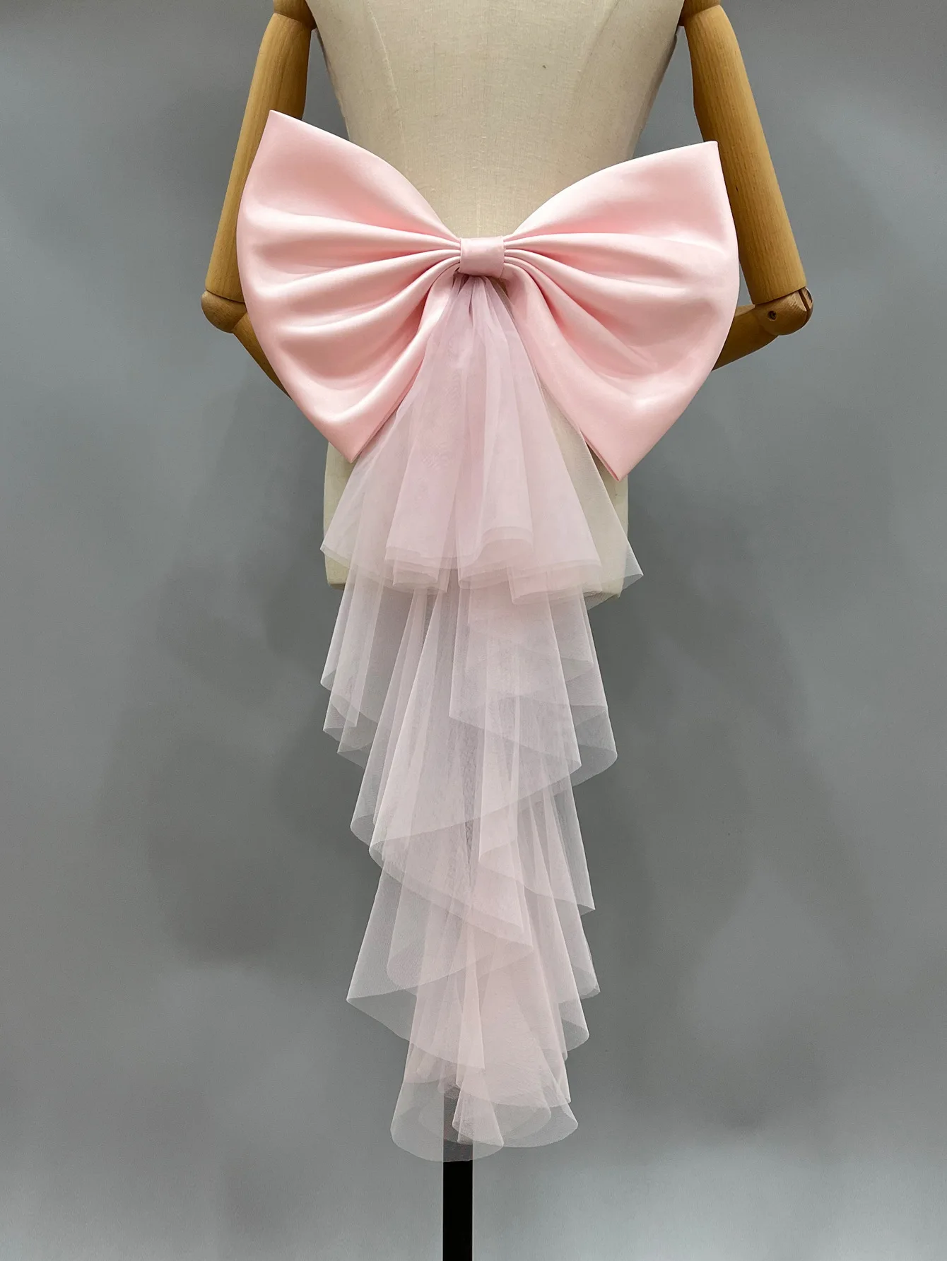 Elegant Detachable Satin Tulle Bow Wedding Dress Decorations Women's Dress Bridal Belt Big Satin Bow knots Accessories bridal waistband bridal dress decoration