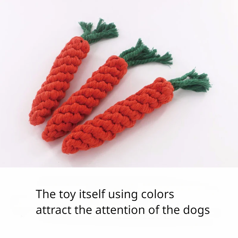 Durable Carrot Shape Cotton Rope Toy Pet Dog Toy Puppy Chew Toys Teeth Cleaning Outdoor Training Interactive Toys