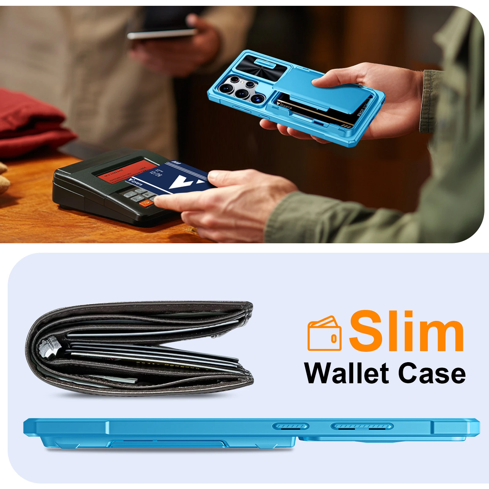 Premium Wallet Case with Card Holder & Kickstand - Full Body Protection with Camera Cover